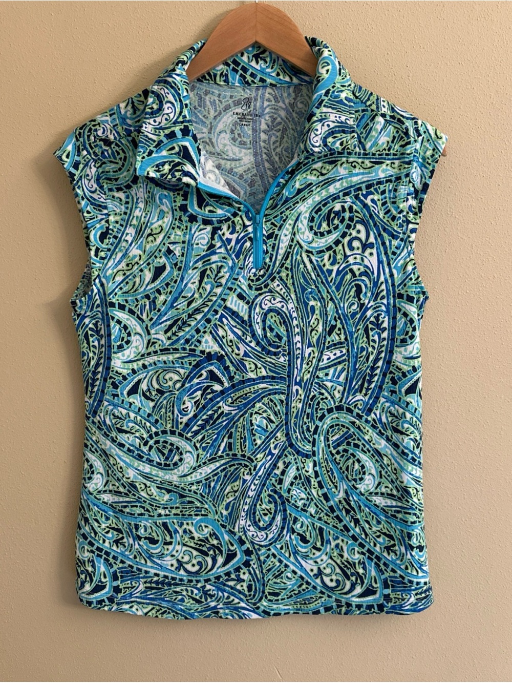 Emerald 18 Top Paisley Tank Golf Tennis Pickleball Outdoor Summer Preppy Size L